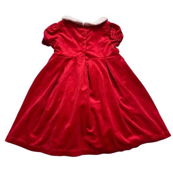 Max Studio Red Velour Christmas Dress Soft White Collar Short Sleeve Girls 4T - Picture 4 of 7
